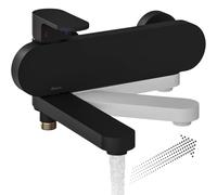 Grifo de baño | Batería de baño con una sola mano Chrome | Grifo de bañera | Solución única | CR 022.20BL | RAVAK (Negro 2)