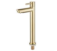 Grifo de baño de acero inoxidable 304 con interfaz G1/2, acabado dorado cepillado moderno, grifo para lavabo, antifugas, resistente a la corrosión, para baños de alta temperatura (L)