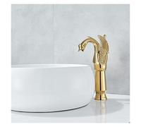 Grifo de baño, Golden Classic Bathroom Faucet High Short opcional Forma de pájaro Bubbler Gentle Efluente Hot Hot and Frie Acoplicado Grifo(Golden Tall)