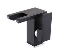 Grifo de cascada LED Grifo de lavabo de baño Grifo de fregadero de cobre de una sola manija Indicador de temperatura Cambio de color Grifo mezclador de lavabo de cascada (negro)