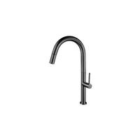 Grifo de cocina alto extraíble fabricado en latón con un acabado gun metal Éufrates de Valaz