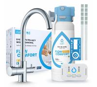 Grifo de cocina Ari de 3 vías, modelo Linko, cromado, para encimera. Incluye sistema de filtrado de agua Dafi D1, instalación bajo encimera y cabezal giratorio de 360°