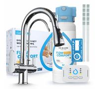 Grifo de cocina Ari de 3 vías, modelo Nordic, cromado, con caño extraíble. Incluye sistema de filtrado de agua Dafi D1 y unidad de instalación para debajo del lavabo