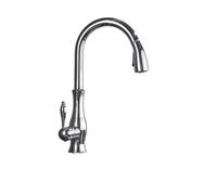 Grifo de cocina bronce negro, grifo mezclador frío y caliente con pulverizador extraíble, mango latón un solo orificio giratorio 360 grados Resistente a Alta Presión(Chrome)