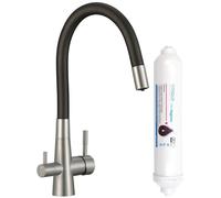 Grifo de cocina con caño flexible, sistema de filtrado de agua y acabado mate