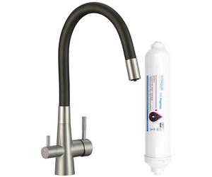 Grifo de cocina con caño flexible, sistema de filtrado de agua y acabado mate