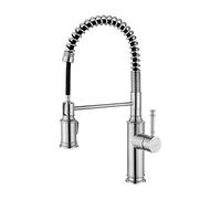 Grifo de cocina con pulverizador extraíble, grifo de fregadero de cocina extraíble Ibergrif con 2 modos de agua, giratorio de 360 °, níquel pulido, fácil instalación para bar de baño RV