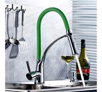 Grifo de Cocina contemporáneo Giratorio 360, Grifo extraíble, Mezclador en frío Caliente, Grifo de latón, Pulido Cromado, Grifo Monomando para Fregadero de Cocina, Cromado, Verde