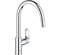Grifo de cocina, cromo, caño alto en forma de "C", aireador extraíble, giratorio 360°, limitador de flujo, GROHE Start Flow