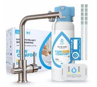 Grifo de cocina de 3 vías Ari modelo Venom, acero inoxidable, para lavabo. Incluye sistema de filtrado de agua Dafi D1, instalación bajo encimera y cabezal giratorio de 360°