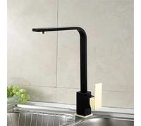 Grifo de Cocina de Cobre Grifo del Fregadero de la Cocina Fregadero de 7 Palabras Material de Cobre Cocina Grifo Mezclador de Agua fría y Caliente Grifo Giratorio sin Plomo de una Sola manija Negro