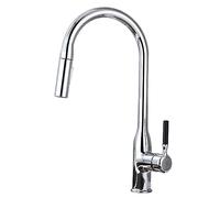 Grifo de Cocina de latón Negro contemporáneo, rociador desplegable de una Sola manija, caño Giratorio de 360 °, Montaje en Cubierta para Uso en Cocina, fácil instalación