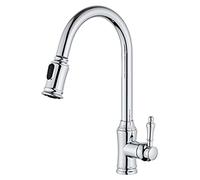 Grifo de Cocina extraíble de latón, Mezclador de Agua fría y Caliente con rotación de 360°, Grifo Monomando para Fregadero de Arco Alto, Salida de Agua de Modo Dual, núcleo de válvula de cerámica