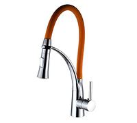 Grifo de Cocina Giratorio Creativo de Color Cobre, Mezclador de Agua fría y Caliente, Grifo para Fregadero de Cocina, manija única, conexión única, Naranja