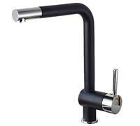 Grifo de Cocina Lacado en Negro, Mezclador de Agua fría y Caliente, Salida giratoria Universal de Cobre Completo, Grifo para Fregadero de Cocina, Negro, Giratorio de 360 Grados, manija única