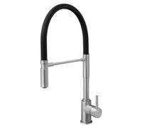 Grifo de cocina minimalista con caño flexible, color /acero inoxidable mate