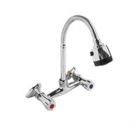 Grifo De Cocina Mural, Mezclador De Agua Fría Y Caliente De 2 Orificios para Montaje En Encimera, con Distancia Entre Centros Ajustable De 150 Mm, Ideal para Baño Y Cocina