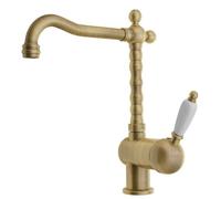 Grifo de cocina Sapho KIRKÉ WHITE, con palanca blanca, acabado en bronce