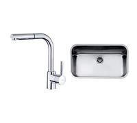 Grifo De Cocina Teka Monomando Ark 938 Color Cromo Ref 239381200 Caño Alto Extraible + Fregadero Bajo Encimera Be 74.43-20 Color Inox Ref 10125121 Mueble De 90 Cm