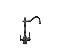 Grifo de cocina vintage de 3 vías con salida de ósmosis en negro mate Orinoco de Valaz