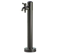 Grifo de columna de agua de acero para exteriores de 94 cm con doble salida, fuente de jardín resistente a las heladas, material 304 para uso en patio trasero y patio (negro)
