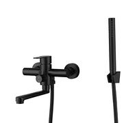 Grifo de ducha de acero inoxidable 304 negro con palanca mezclador de baño y cabezal de ducha de mano, sistema moderno de ducha para baños de lujo