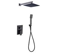 Grifo De Ducha Empotrada monomando CHE equipo de pared acabado negro mate fabricado en latón