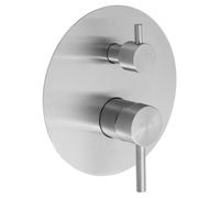 Grifo de ducha empotrado, diseño minimalista, con dos salidas, acero inoxidable cepillado