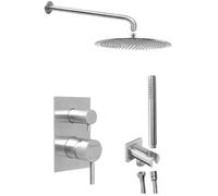Grifo de ducha empotrado minimalista Sapho, con mezclador monomando, de 2 salidas, en acero inoxidable cepillado