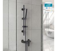 Grifo de ducha HANSGROHE Vernis Blend, sistema de ducha con monomando y ducha de lluvia BELVIT o ducha de mano, montaje en pared, acabado mate