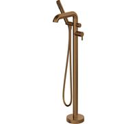 Grifo de ducha independiente de la marca Wannowa, acabado en latón cepillado marrón, con aireador, altura de 910 mm, de un solo mando, y con una clase de flujo S, que corresponde a un caudal de 15.1-1