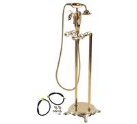 Grifo de ducha independiente para bañera con ducha de mano, grifo mezclador frío y caliente de doble manija de cobre, llenado de lavabo de columna con rociador lateral, diseño de