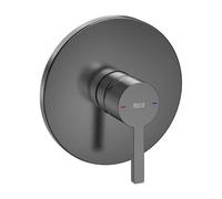 Grifo de Ducha Monomando con Diseño Circular en Acabado Titanio Cepillado Naia Negro Roca - Cuerpo empotrable para baño-ducha