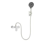 Grifo de ducha montado en la pared monomando con ducha de mano, plata, ABS | Cubiertas decorativas: protege las piezas de instalación y mejora el aspecto