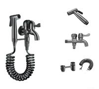 Grifo de fregadero de fregona, grifo utilitario de balcón, todo de cobre con spray 2 en 1 de alta presión para uso de limpieza de suelos de baño, inodoro (B)