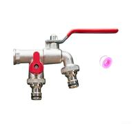 Grifo de jardín de 1/2 pulgada con mango ergonómico extendido y control de silicona antideslizante para un ajuste suave del flujo (doble salida roja)