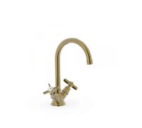 Grifo de lavabo clásico de latón con acabado viejo mate bimando y aireador CLASIC TRES