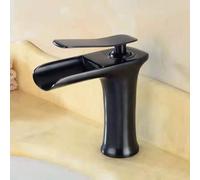 Grifo de Lavabo de baño en Cascada Negro, Grifo Mezclador de un Solo Orificio y fácil de Instalar para renovación y actualización del hogar