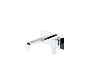 Grifo de lavabo empotrado con caño curvo elaborado en latón color cromo Niagara de Valaz