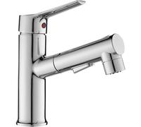 Grifo de lavabo Fonte cromado, con caño extraíble, bajo consumo de agua, flexible, de un solo mando, diseño elegante