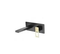 Grifo de lavabo monomando empotrado a pared de acabado negro mate y oro Suecia de Imex - Con válvula click-clack negro mate