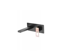 Grifo de lavabo monomando empotrado a pared de acabado negro y oro rosa Suecia de Imex - Negro / Sin válvula click-clack