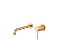 Grifo de lavabo monomando y empotrado sin caja de registro en latón con acabado oro cepillado Monza de Imex - Oro / Sin válvula click-clack