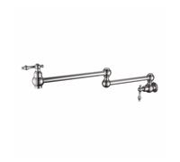 Grifo de llenado olla con válvula cierre doble montado en la pared manijas palanca caño oscilante articulación 22" Resistente a Alta Presión(Brushed Stainless)