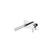 Grifo de Pared Monomando para Lavabo New Ícone Unisan - 22 cm, Latón Cromado - Sin válvula click-clack