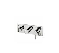 Grifo de pared para ducha monomando de latón con acabado en cromo y base espejada Tube de Unisan - Con kit de ducha