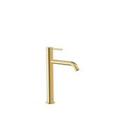 Grifo de repisa para lavabo monomando alto con acabado dorado mate de latón Study Tres
