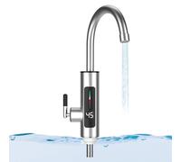 Grifo Electrico Agua Caliente de Acero Inoxidable, 220V 3000W Grifo Calentador de Agua Instantanea Giratorio de 360 ° con Indicador LED de Temperatura, para Cocina, Baño, Jardín, Caravana, Camper