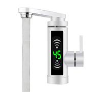 Grifo eléctrico de 3000W con indicador de temperatura LED para baño, grifo calentador de agua instantáneo giratorio 360°, cocinas, lavabo (blanco)