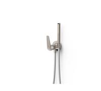 Grifo empotrado con ducha de mano y soporte fijo con regulador de caudal en acero Fuji Tres
